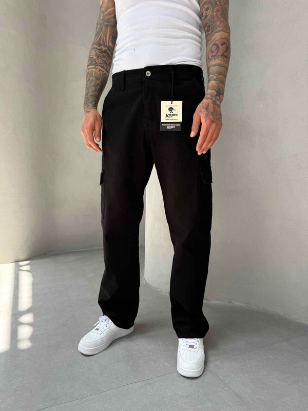 Siyah Kargo Cep Baggy Jean