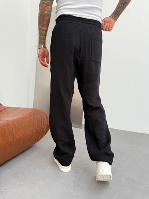 Siyah Müslin Kumaş Baggy Pantolon