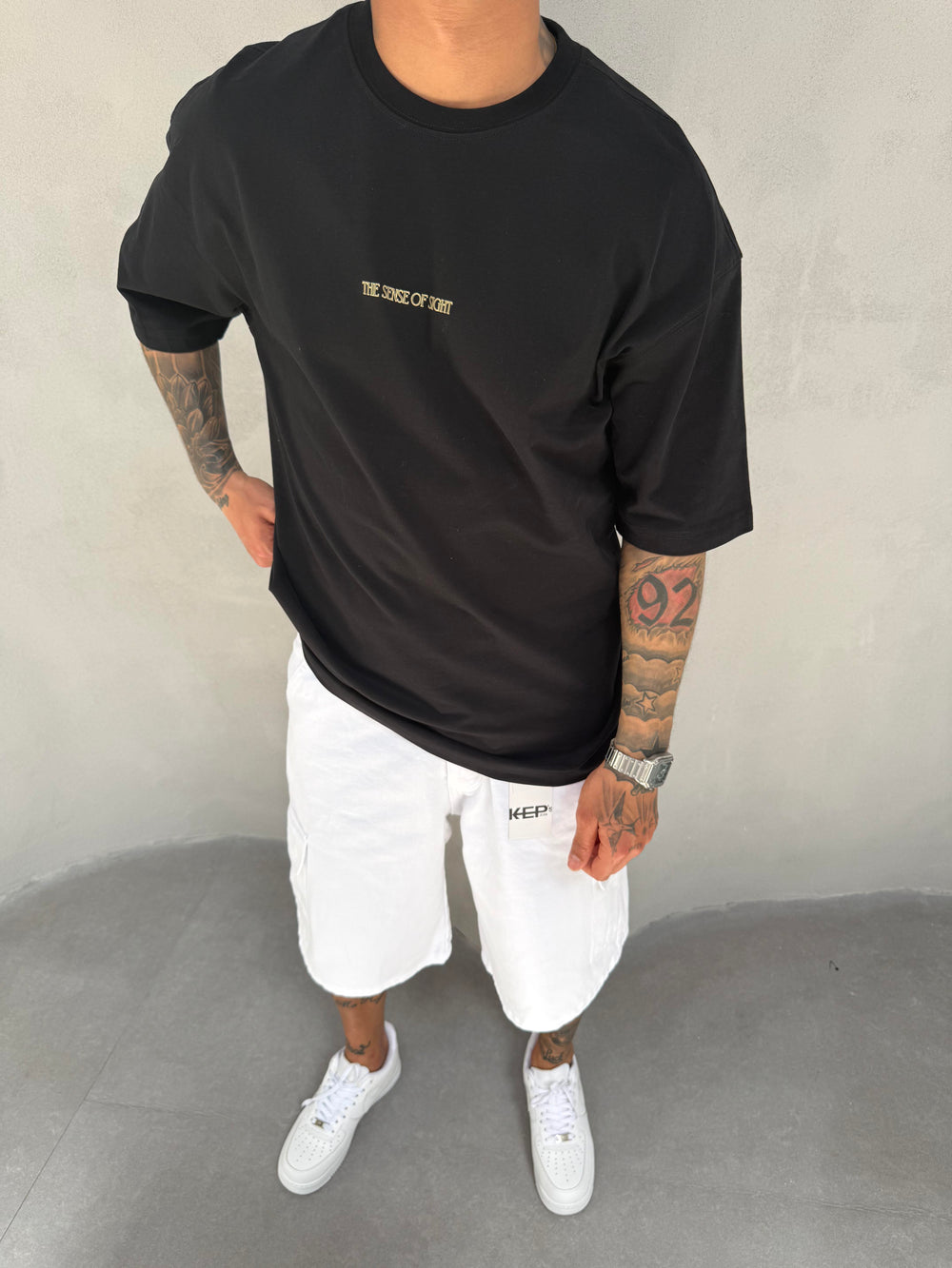 Siyah Oversize Baskılı T-Shirt