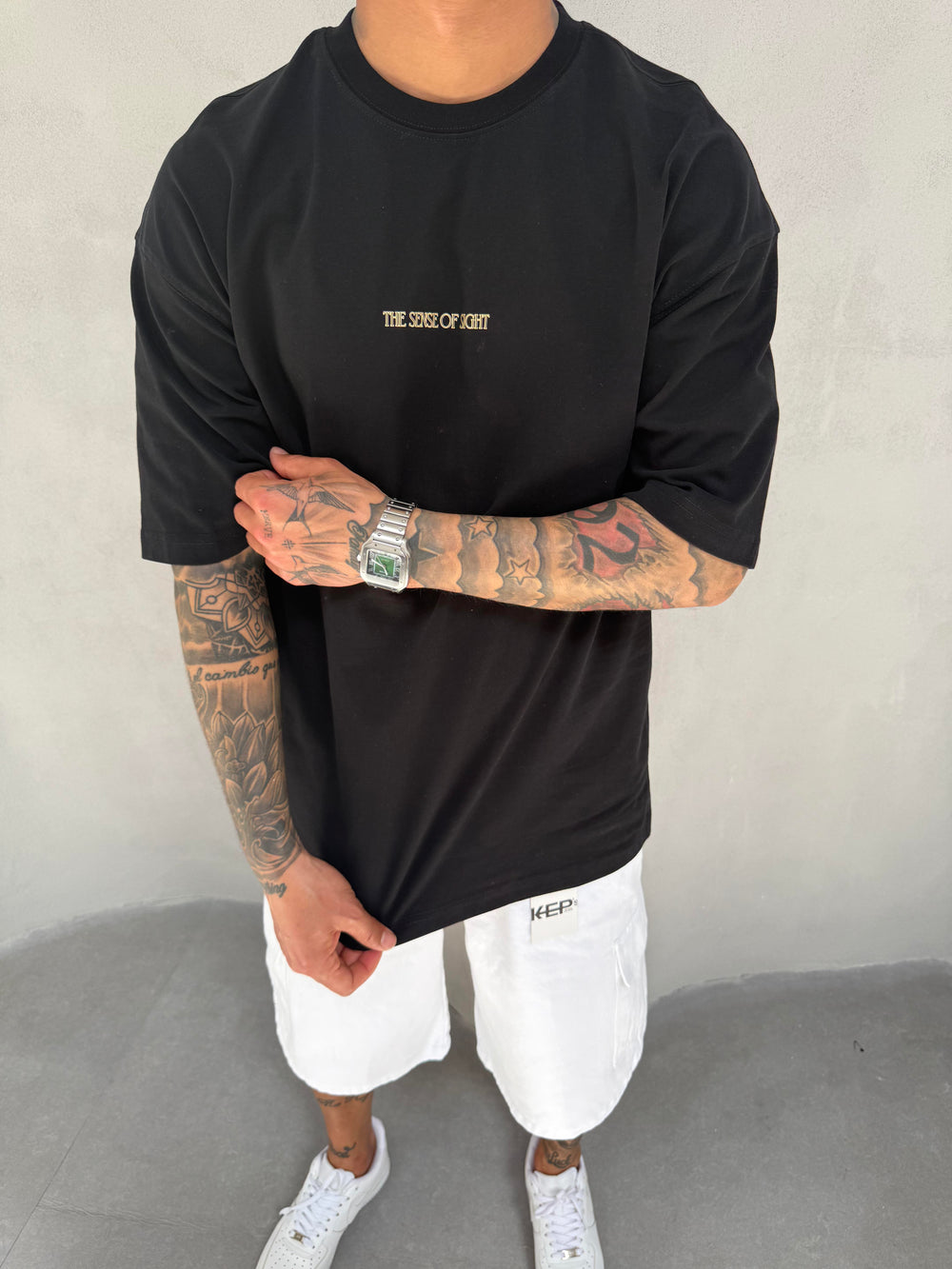 Siyah Oversize Baskılı T-Shirt