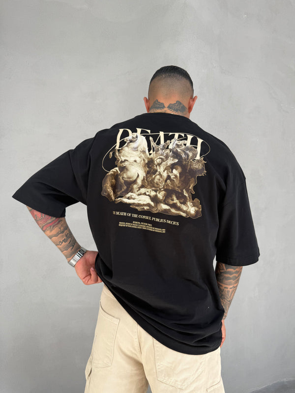 Siyah Oversize Baskılı T-Shirt