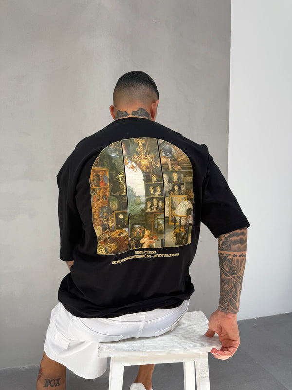 Siyah Oversize Baskılı T-Shirt