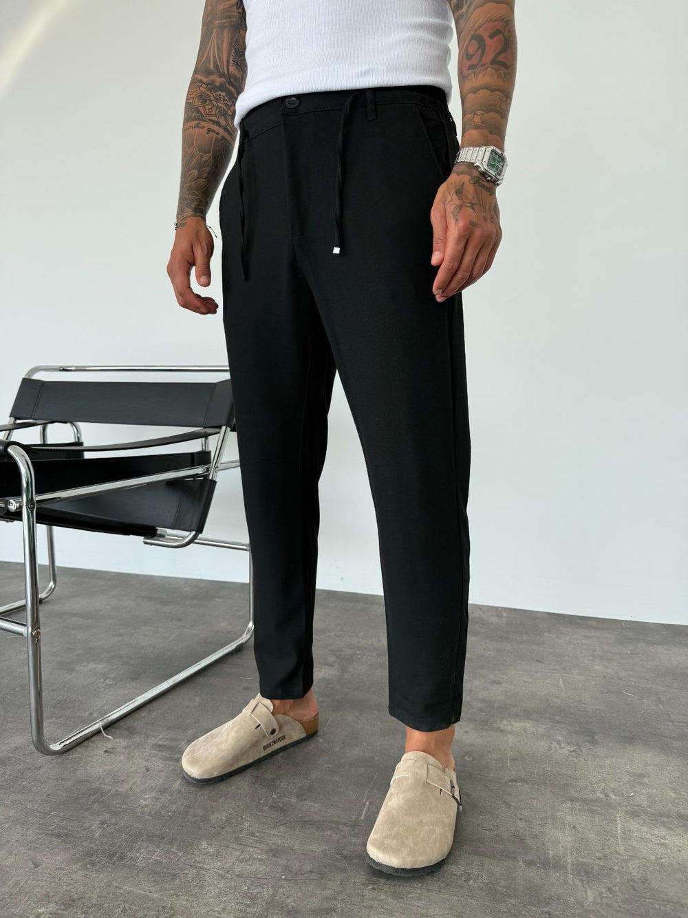 Siyah Regular Fit Kumaş Pantolon