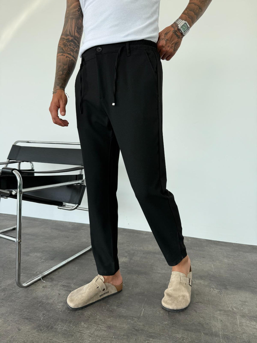 Siyah Regular Fit Kumaş Pantolon