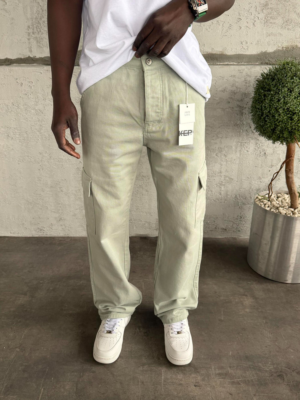 Su Yeşili Kargo Cep Baggy Jean