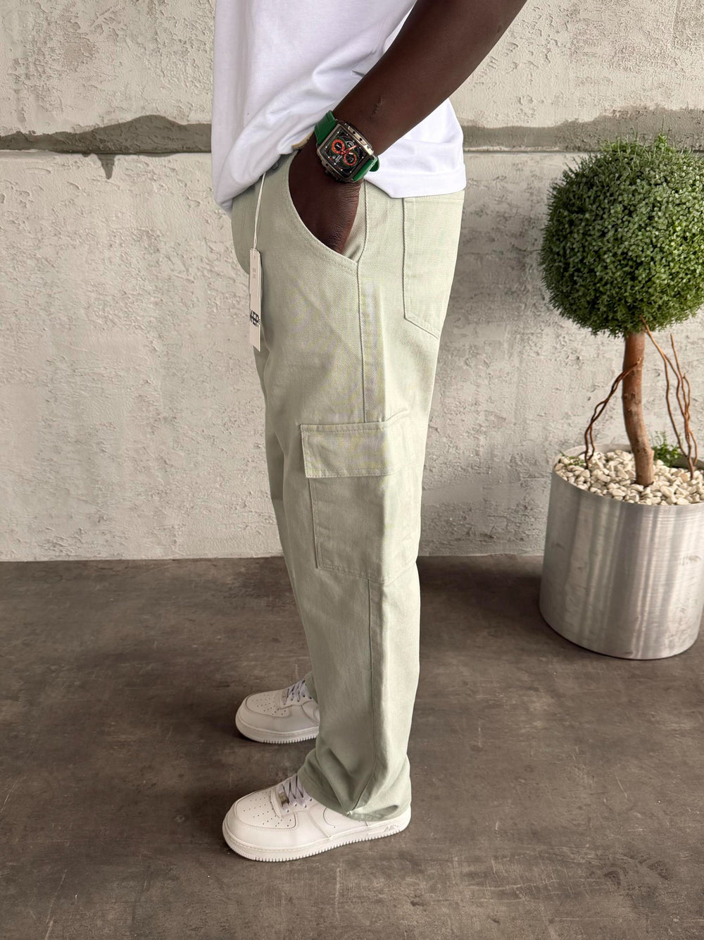 Su Yeşili Kargo Cep Baggy Jean