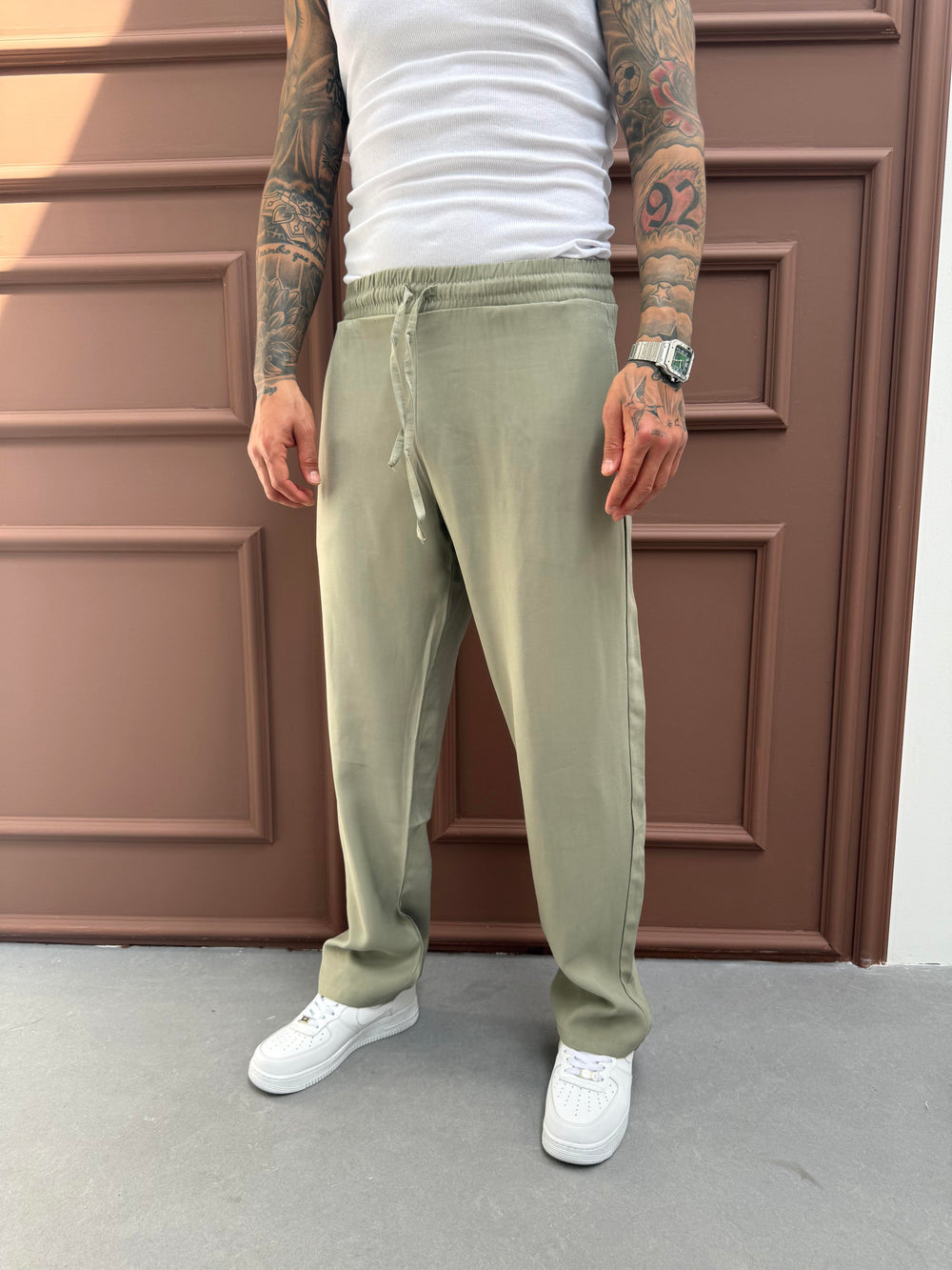 Yeşil Duble Kumaş Baggy Pantolon