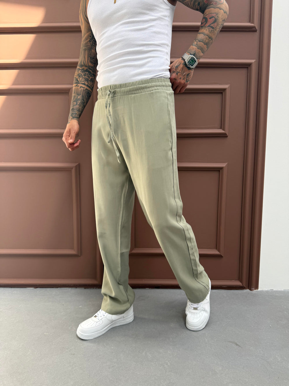 Yeşil Duble Kumaş Baggy Pantolon
