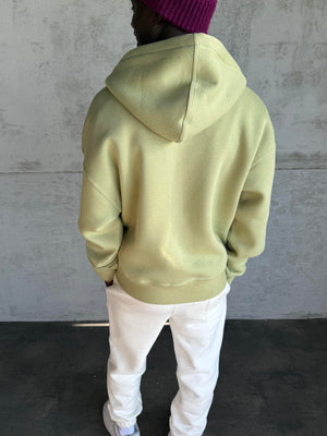 Yeşil Kapüşonlu Fermuarlı Sweatshirt