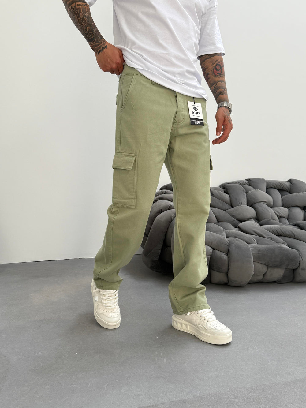 Yeşil Kargo Cep Baggy Jean