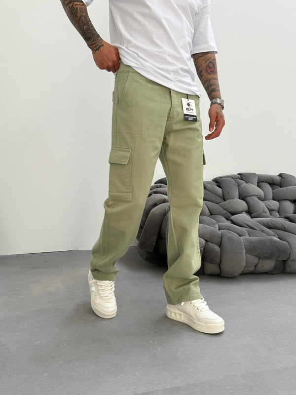 Yeşil Kargo Cep Baggy Jean