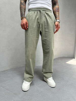 Yeşil Keten Baggy Pantolon