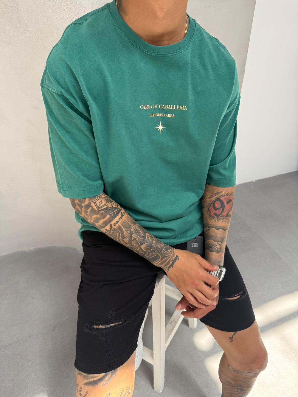Yeşil Oversize Baskılı T-Shirt