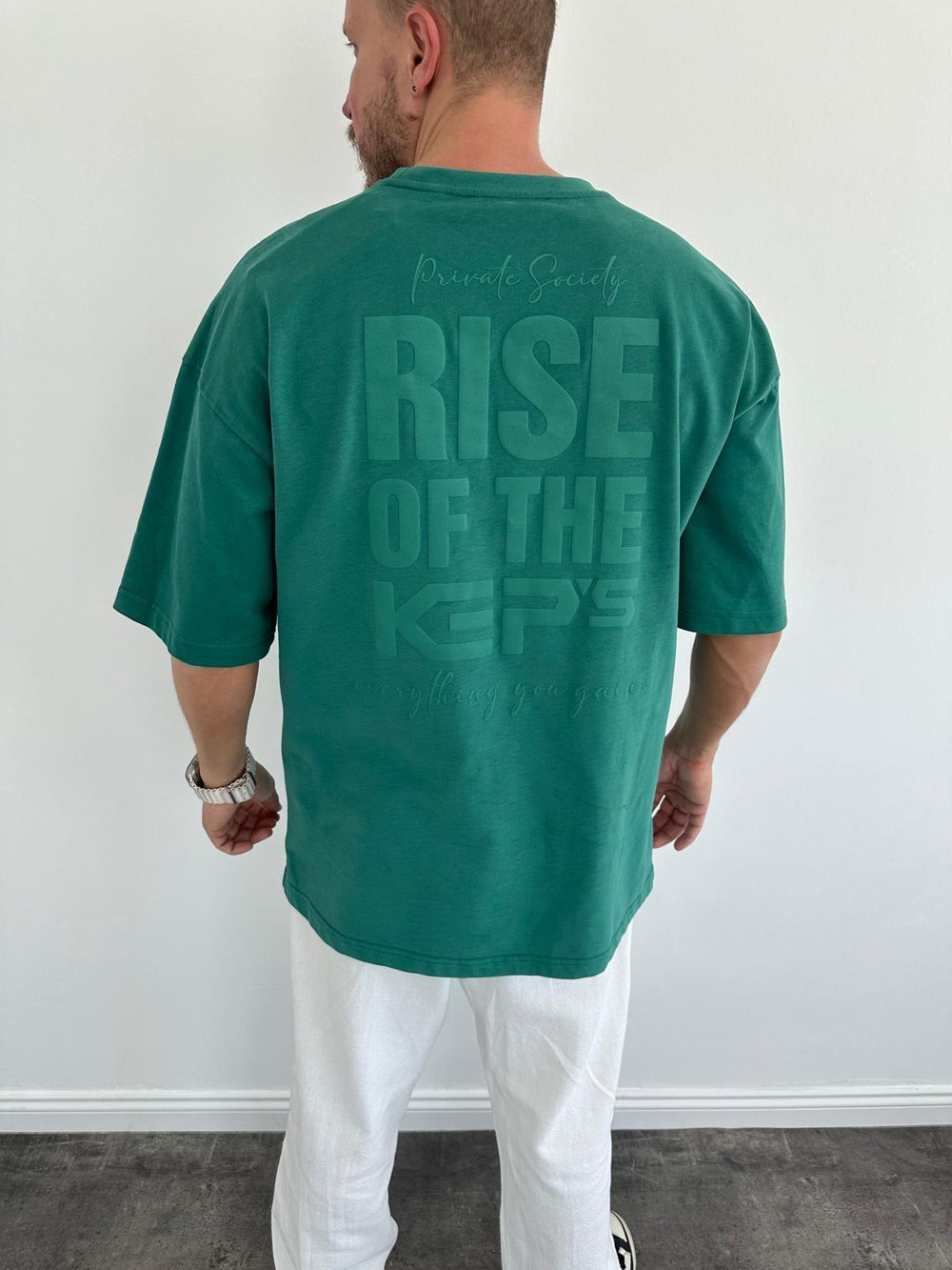 Yeşil Oversize Baskılı T-Shirt