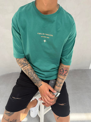 Yeşil Oversize Baskılı T-Shirt