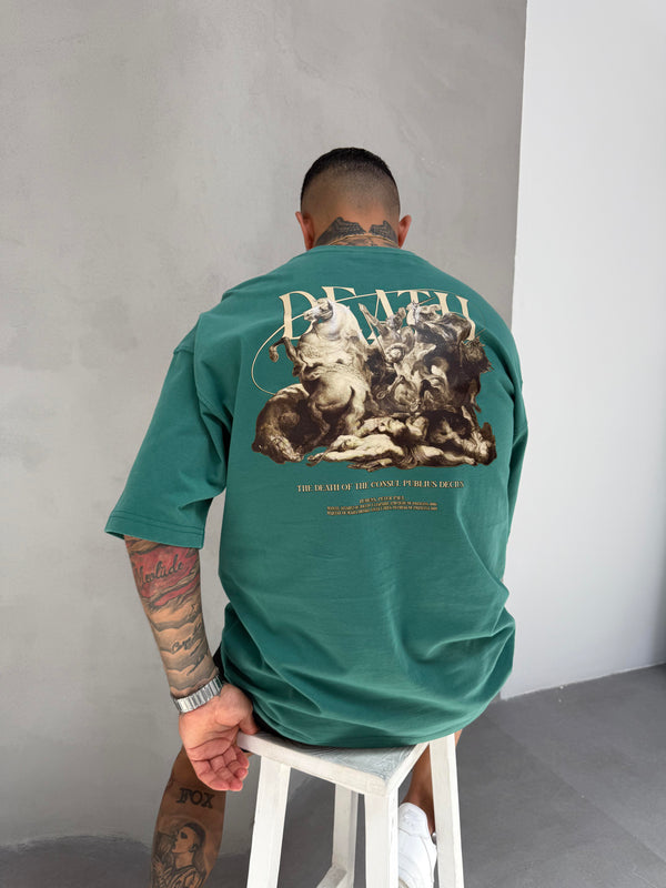 Yeşil Oversize Baskılı T-Shirt