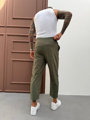 Yeşil Paraşüt Kumaş Boyfriend Pantolon