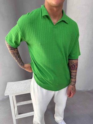 Yeşil Polo Yaka Triko T-Shirt
