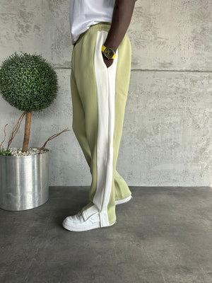 Yeşil Şerit Detaylı Kesik Paça Baggy Eşofman