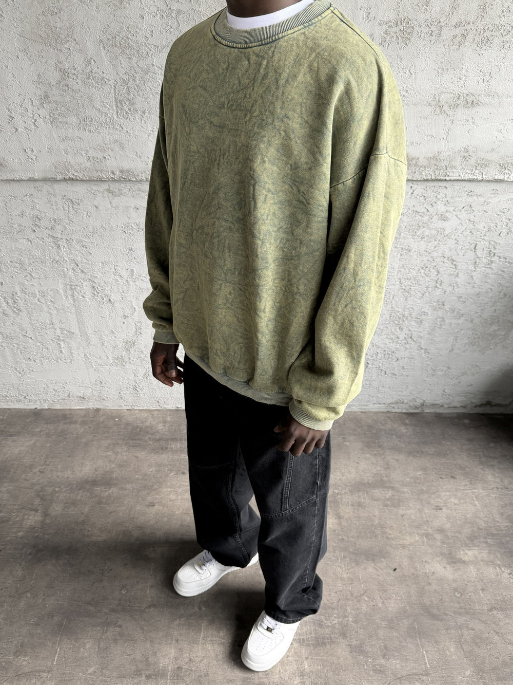 Yeşil Yıkamalı Sweatshirt