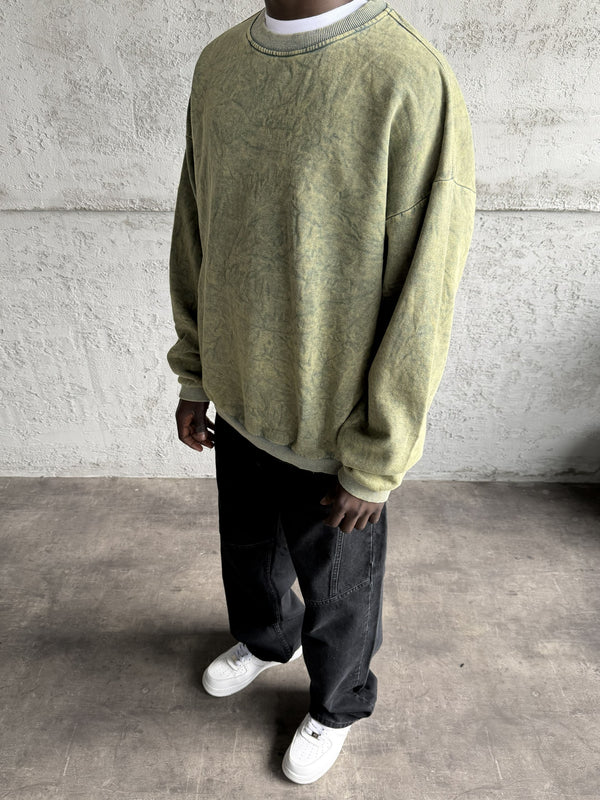 Yeşil Yıkamalı Sweatshirt