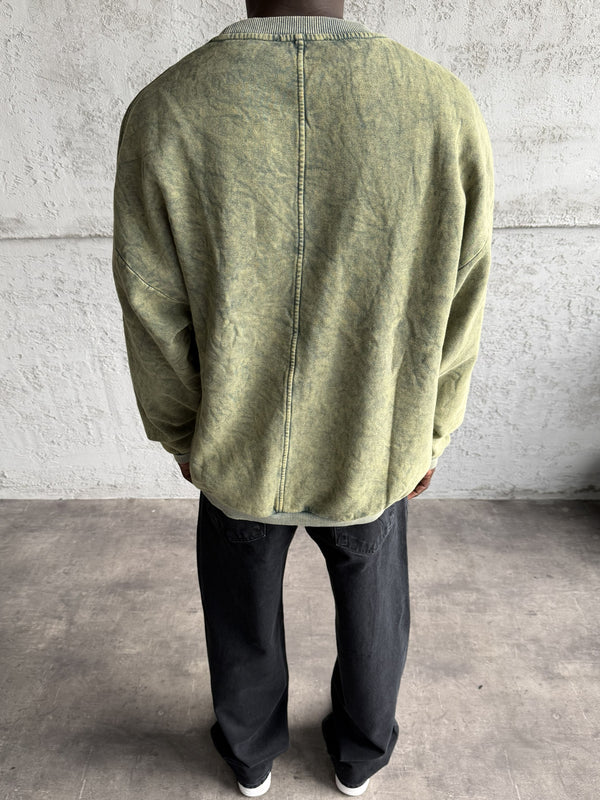 Yeşil Yıkamalı Sweatshirt
