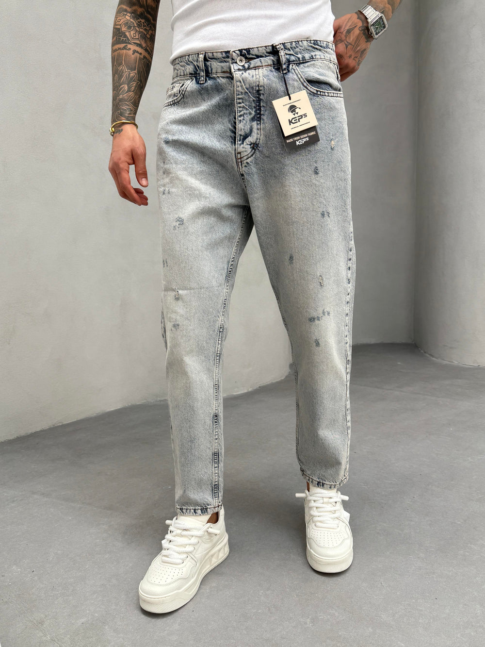 Yıkamalı Lazerli Boyfriend Jean
