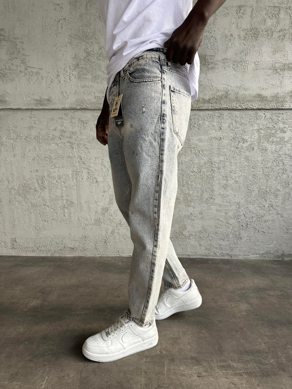 Yıkamalı Lazerli Boyfriend Jean