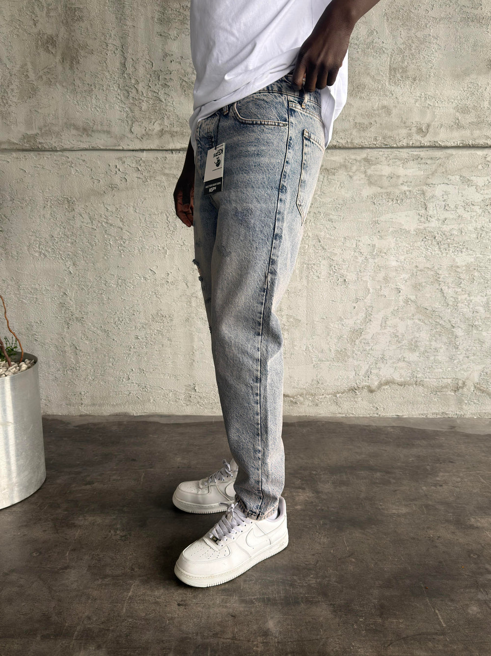 Yıkamalı Yırtık Detaylı Boyfriend Jean