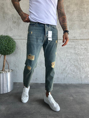 Yıkamalı Yırtıklı Boyfriend Jean