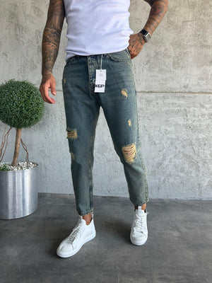 Yıkamalı Yırtıklı Boyfriend Jean