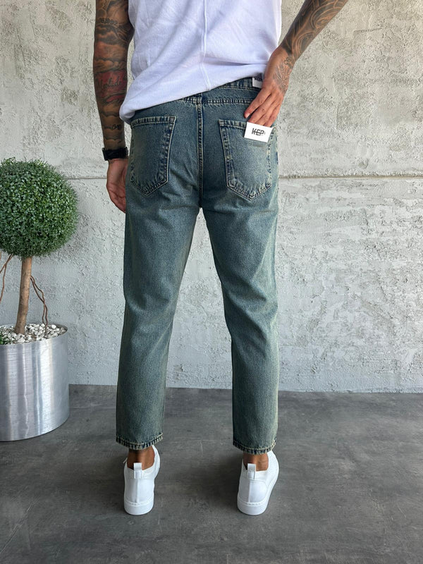 Yıkamalı Yırtıklı Boyfriend Jean