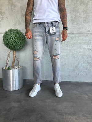 Yıkamalı Yırtıklı Boyfriend Jean