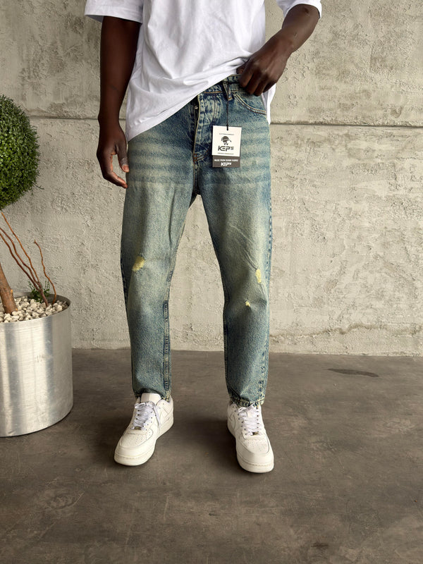 Yıkamalı Yırtıklı Boyfriend Jean