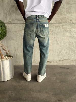 Yıkamalı Yırtıklı Boyfriend Jean